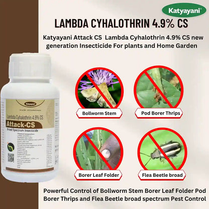 Katyayani Attack-CS (Lambda-Cyhalothrin 4.9 % cs) -Insecticide for flea beetle broad & borer leaf folder