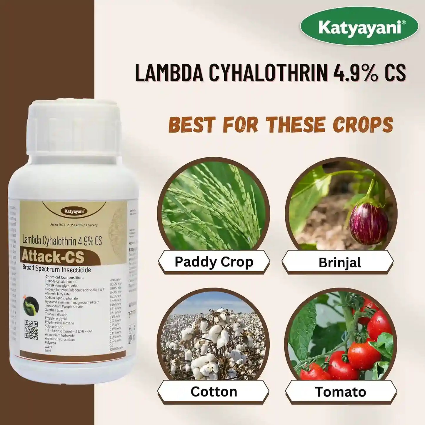 Katyayani Attack-CS (Lambda-Cyhalothrin 4.9 % cs) -Insecticide for cotton, tomato more